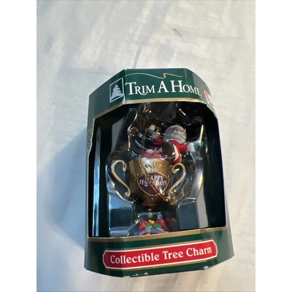 Trim A Home Christmas Ornament Sant Golf Club Trophy Vintage K-Mart 1991